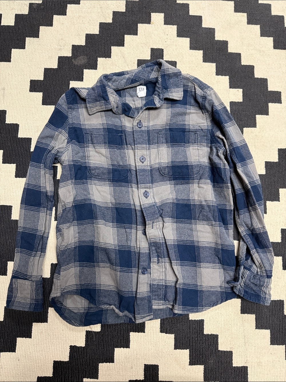 GAP Navy and Gray Plaid Button-Down Shirt